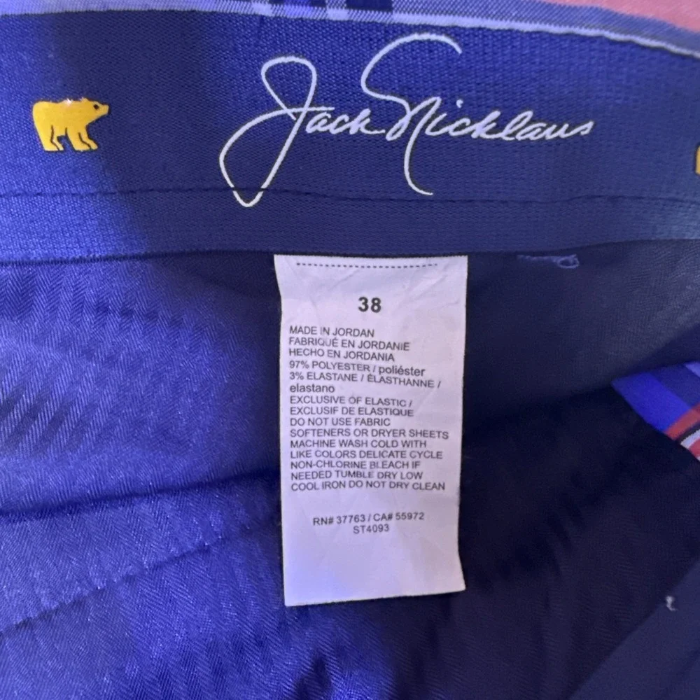 Jack Nicklaus Shorts Mens 38 Blue ORG Plaid Bermuda Lightweight Golf Hiking
